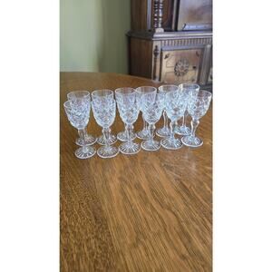 Vintage Thomas Webb Cut Crystal Cordial Glasses Set 12 Clear England Liqueur